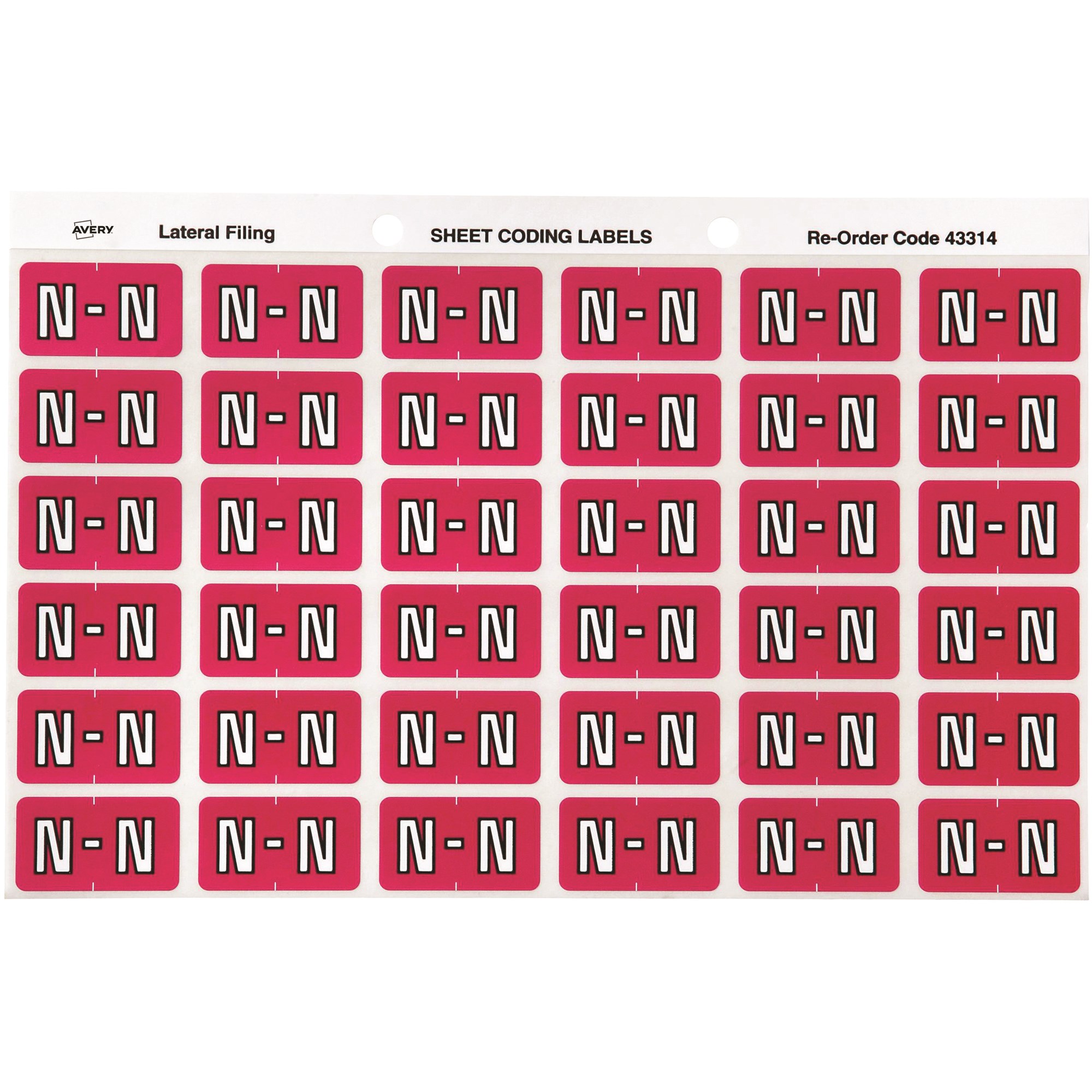 Avery Alphabet Coding Label N Side Tab 25x38mm Magenta Pack Of 180