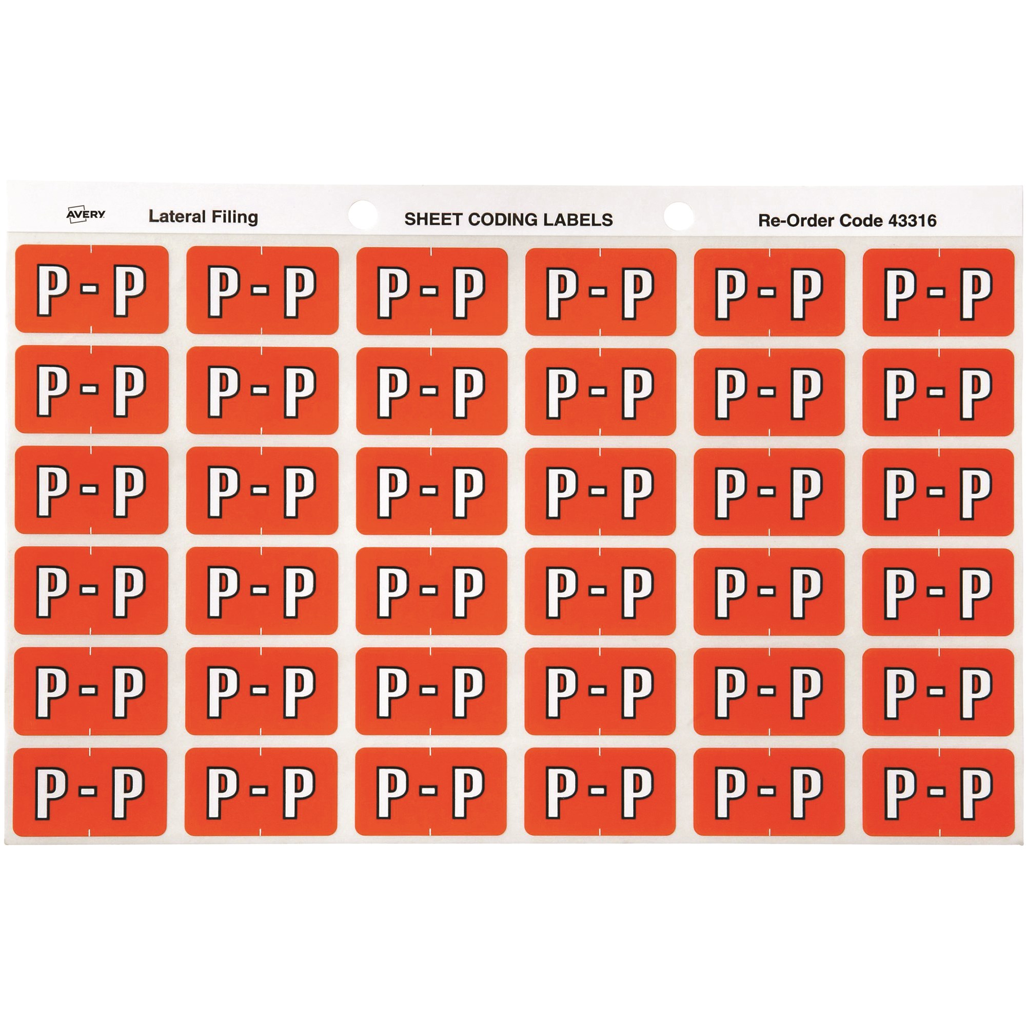 Avery Alphabet Coding Label P Side Tab 25x38mm Dark Orange Pack  Of 180