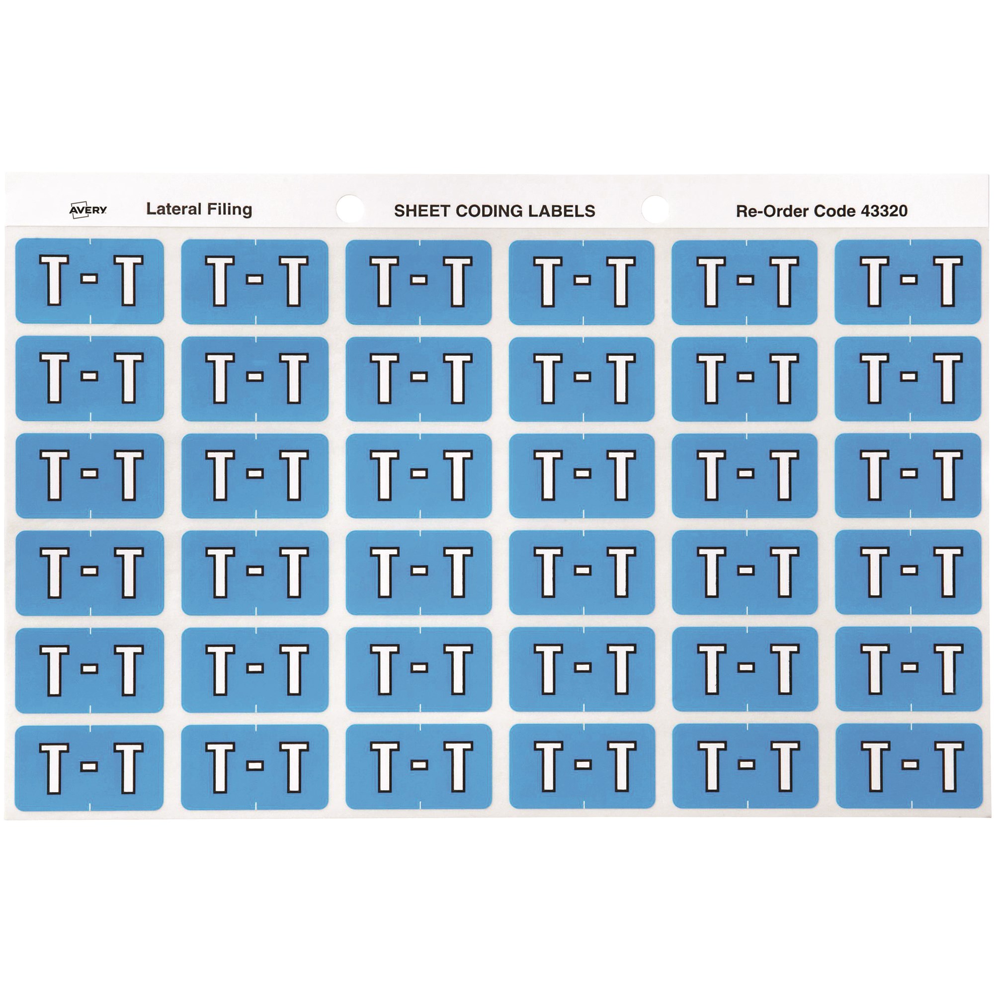 Avery Alphabet Coding Label T Side Tab 25x38mm Blue Pack  Of 180