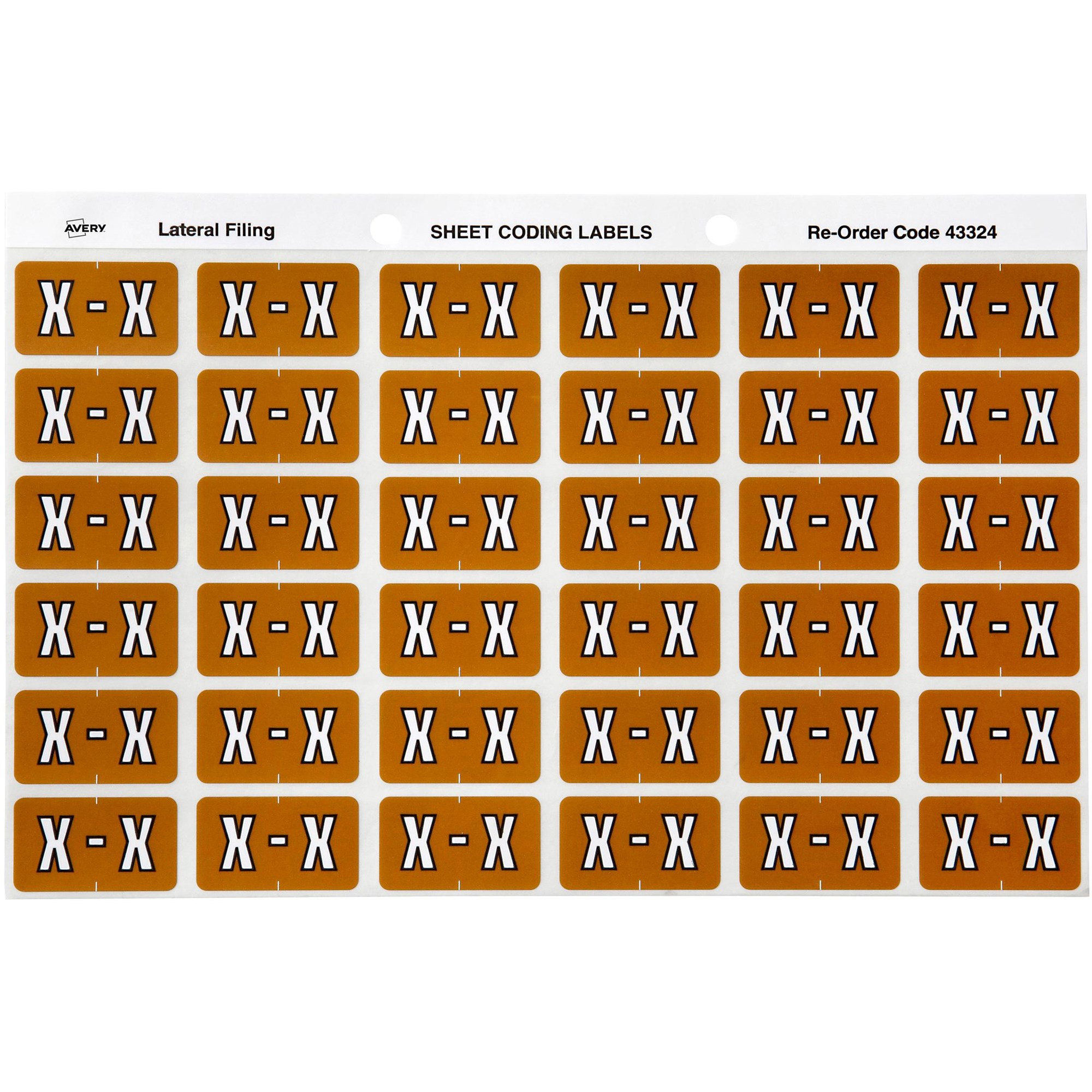 Avery Alphabet Coding Label X Side Tab 25x38mm Mustard Pack Of 180