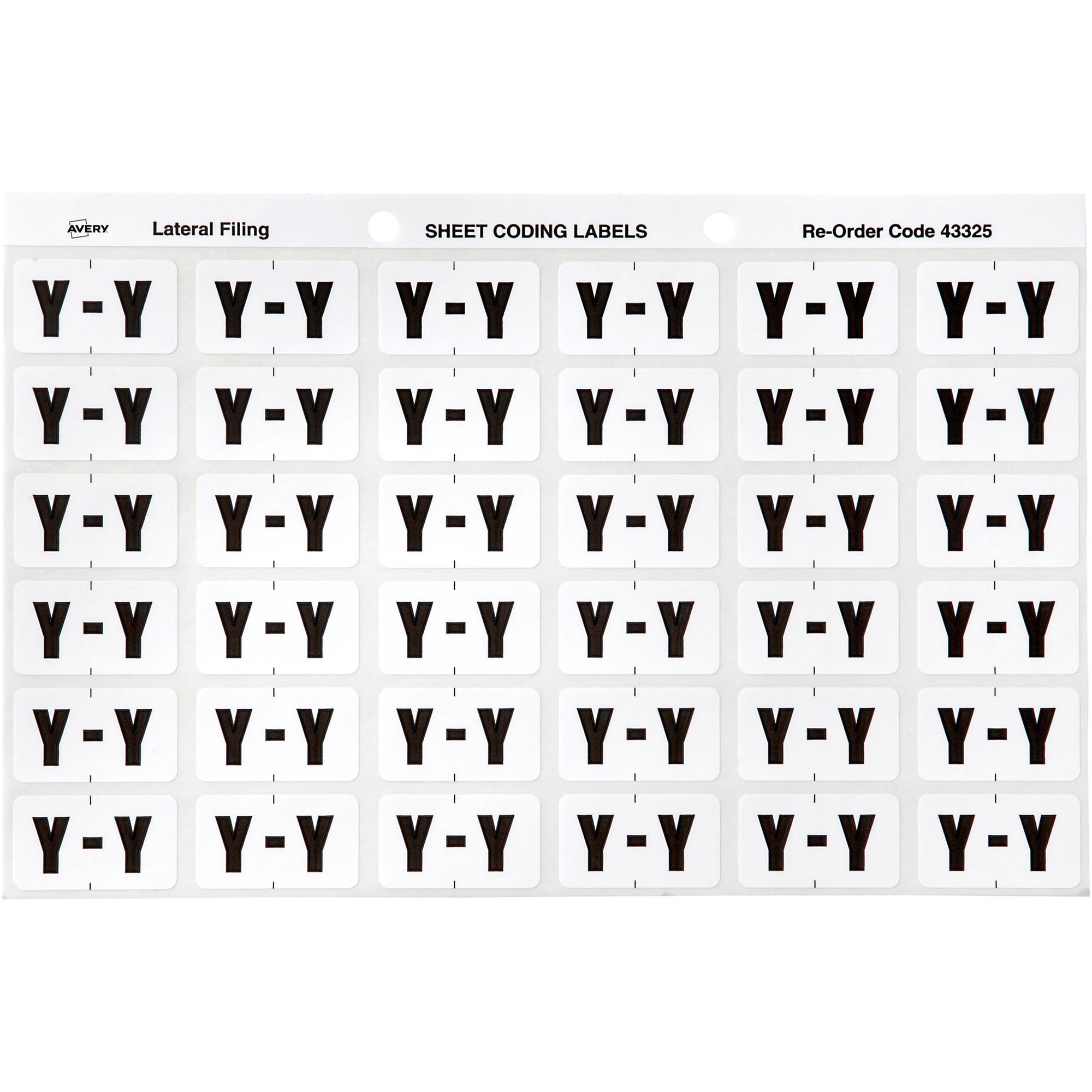 Avery Alphabet Coding Label Y Side Tab 25x38mm White Grey Pack Of 180