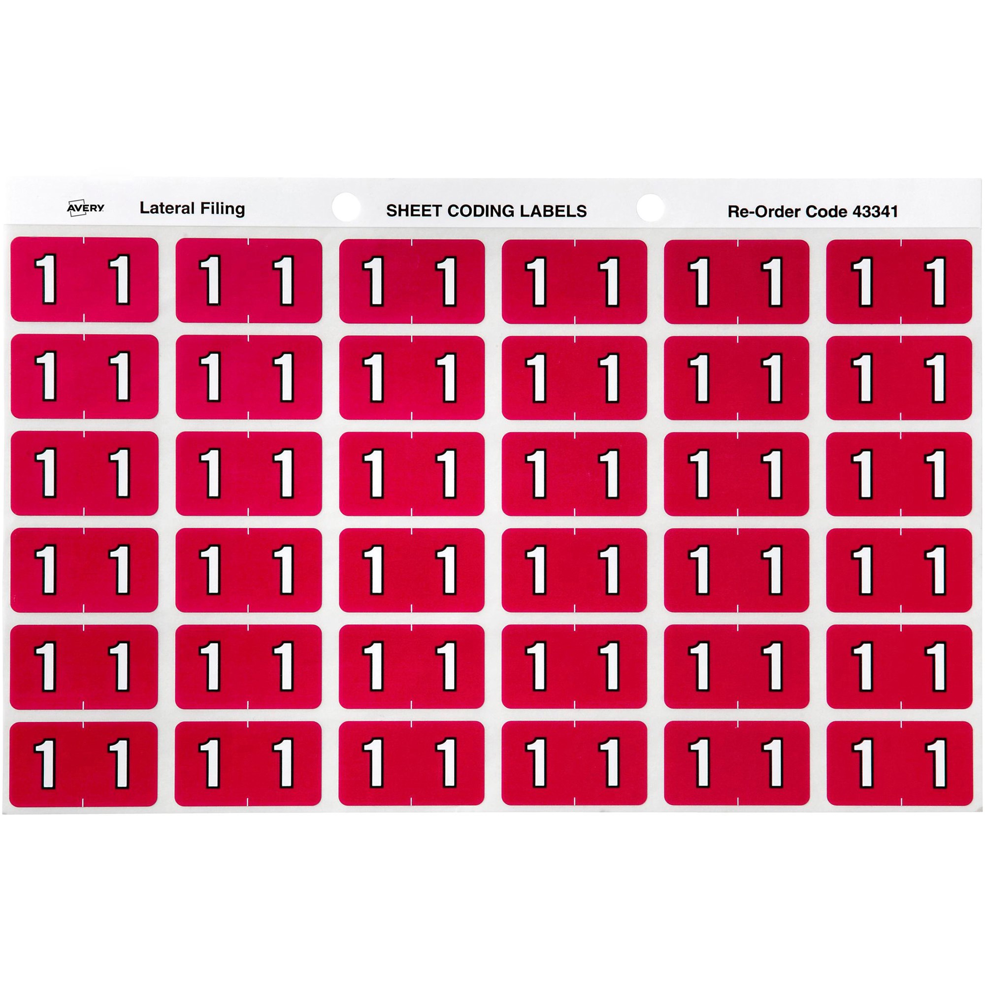 Avery Numeric Coding Label 1 Side Tab 25x38mm Magenta Pack  Of 180