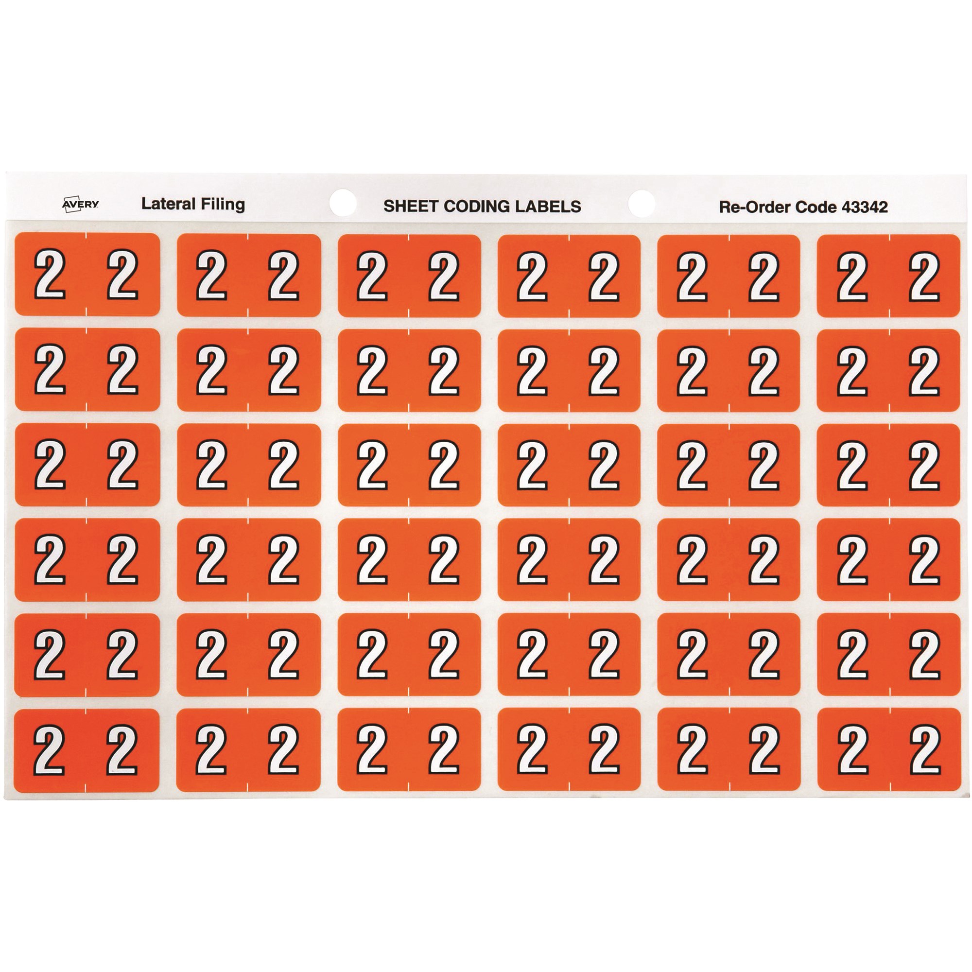 Avery Numeric Coding Label 2 Side Tab 25x38mm Orange Pack Of 180
