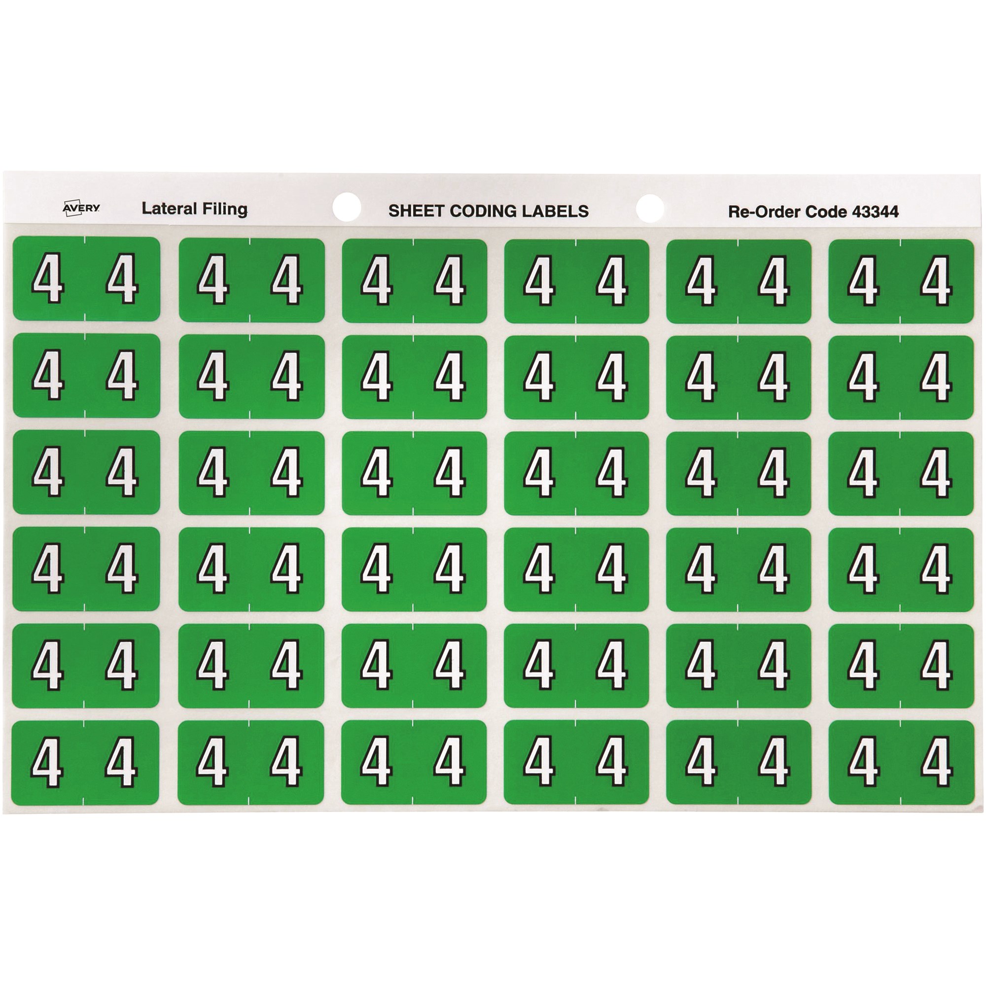 Avery Numeric Coding Label 4 Side Tab 25x38mm Light Green Pack Of 180