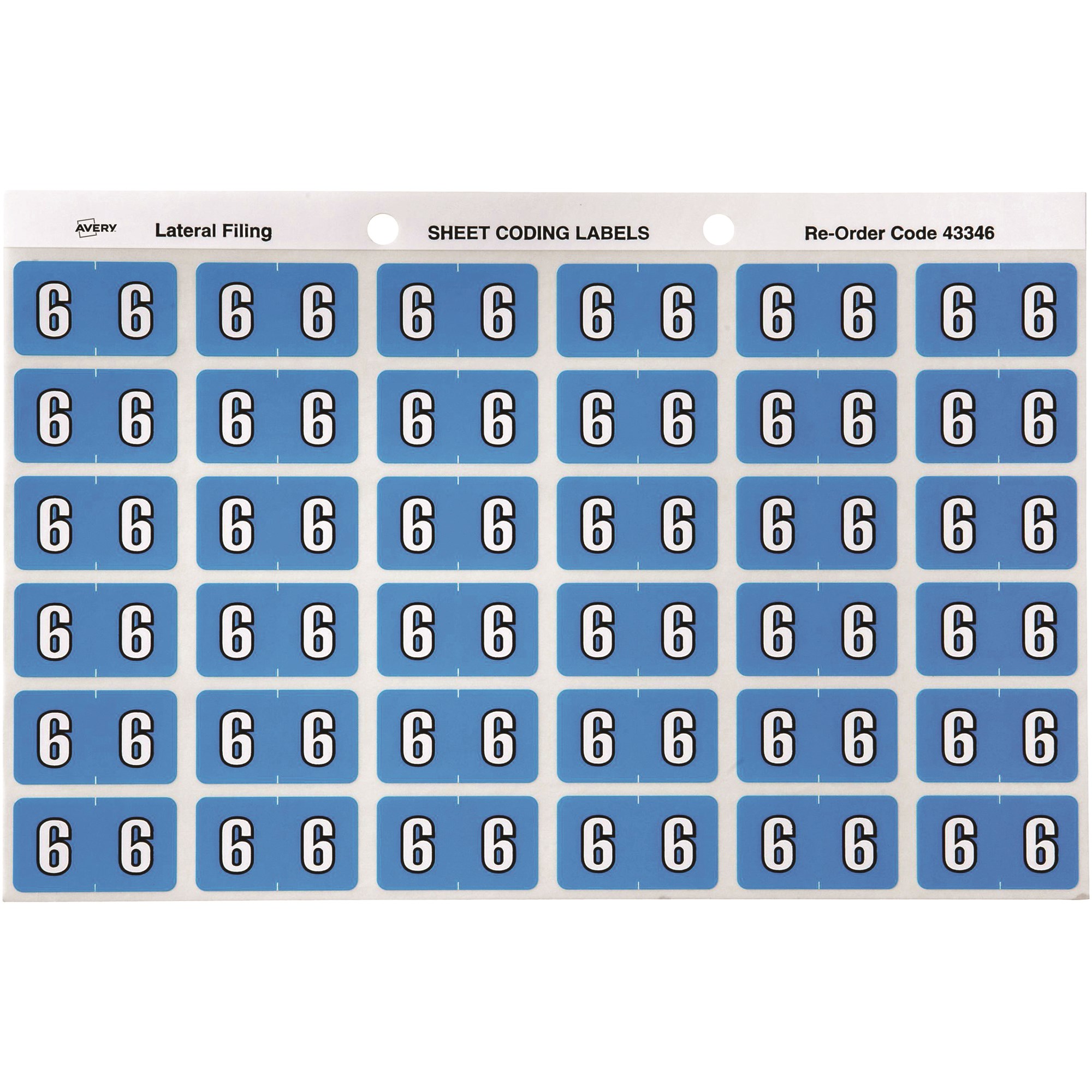 Avery Numeric Coding Label 6 Side Tab 25x38mm Blue Pack Of 180