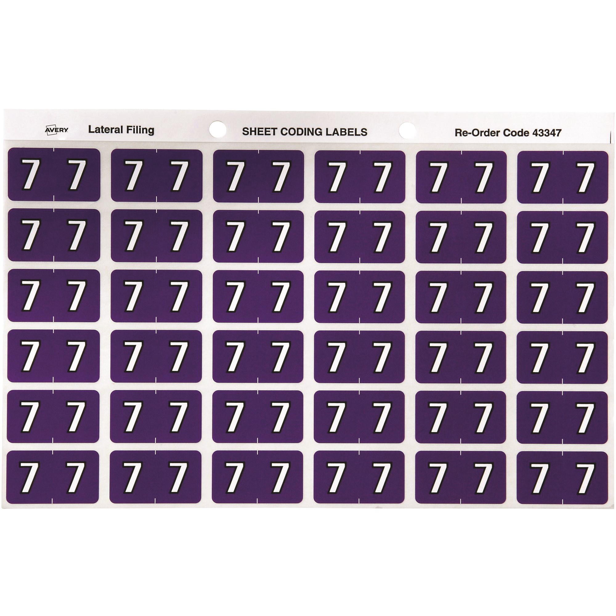 Avery Numeric Coding Label 7 Side Tab 25x38mm Purple Pack Of 180