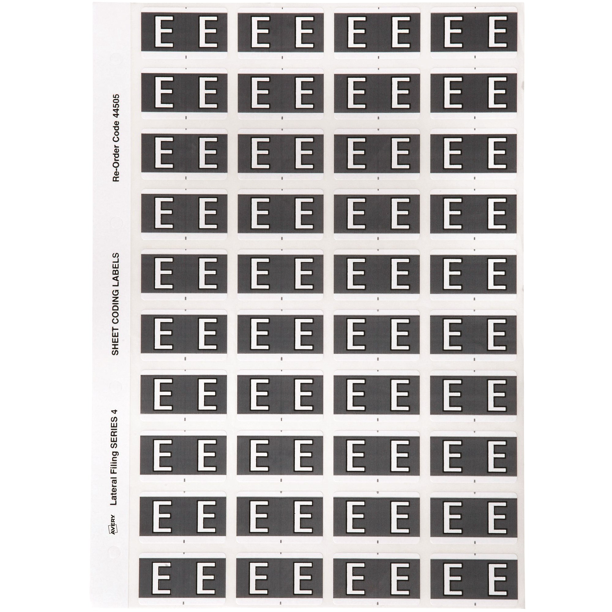 Avery Alphabet Coding Label E Side Tab 25x42mm Grey Pack Of 240