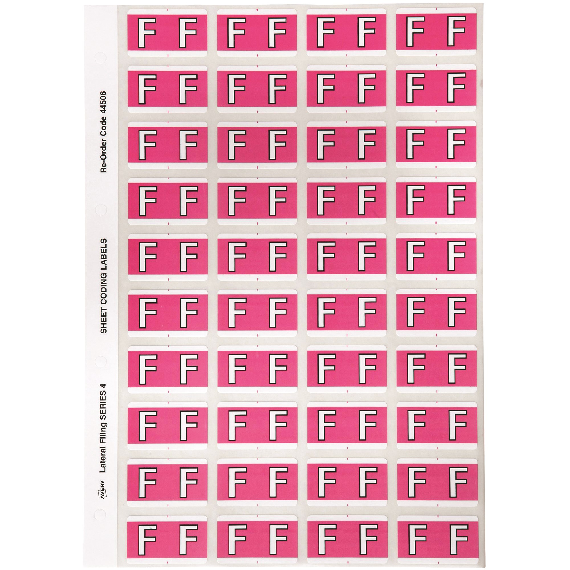 Avery Alphabet Coding Label F Side Tab 25x42mm Pink Pack Of 240