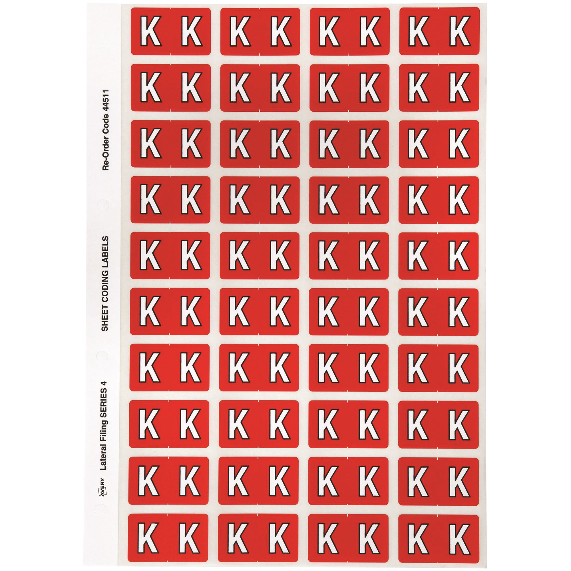 Avery Alphabet Coding Label K Side Tab 25x42mm Red Pack Of 240