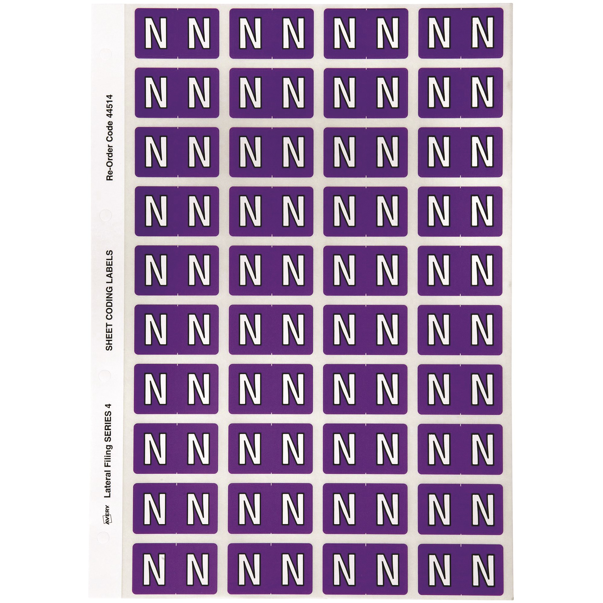 Avery Alphabet Coding Label N Side Tab 25x42mm Purple Pack  Of 240