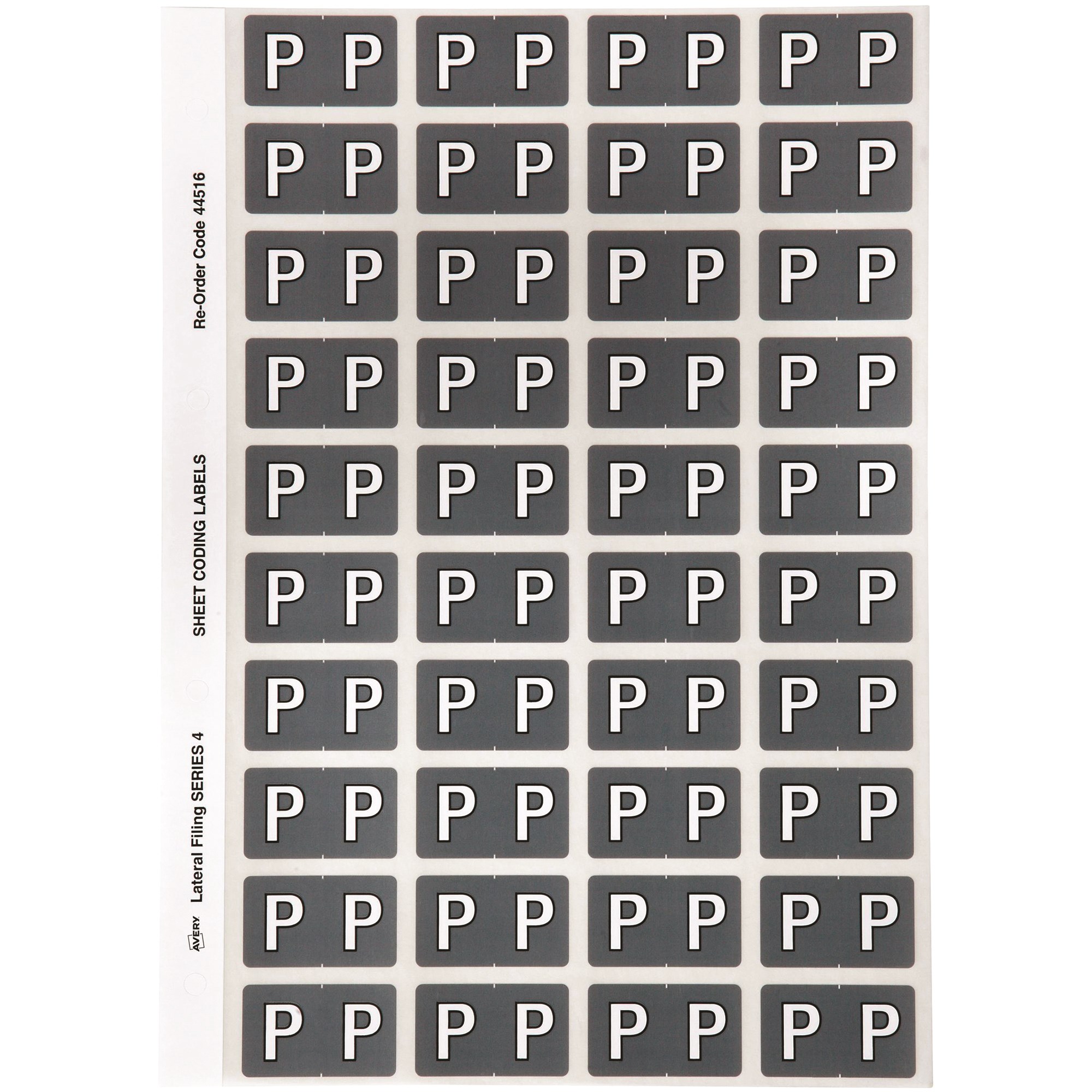 Avery Alphabet Coding Label P Side Tab 25x42mm Grey Pack Of 240
