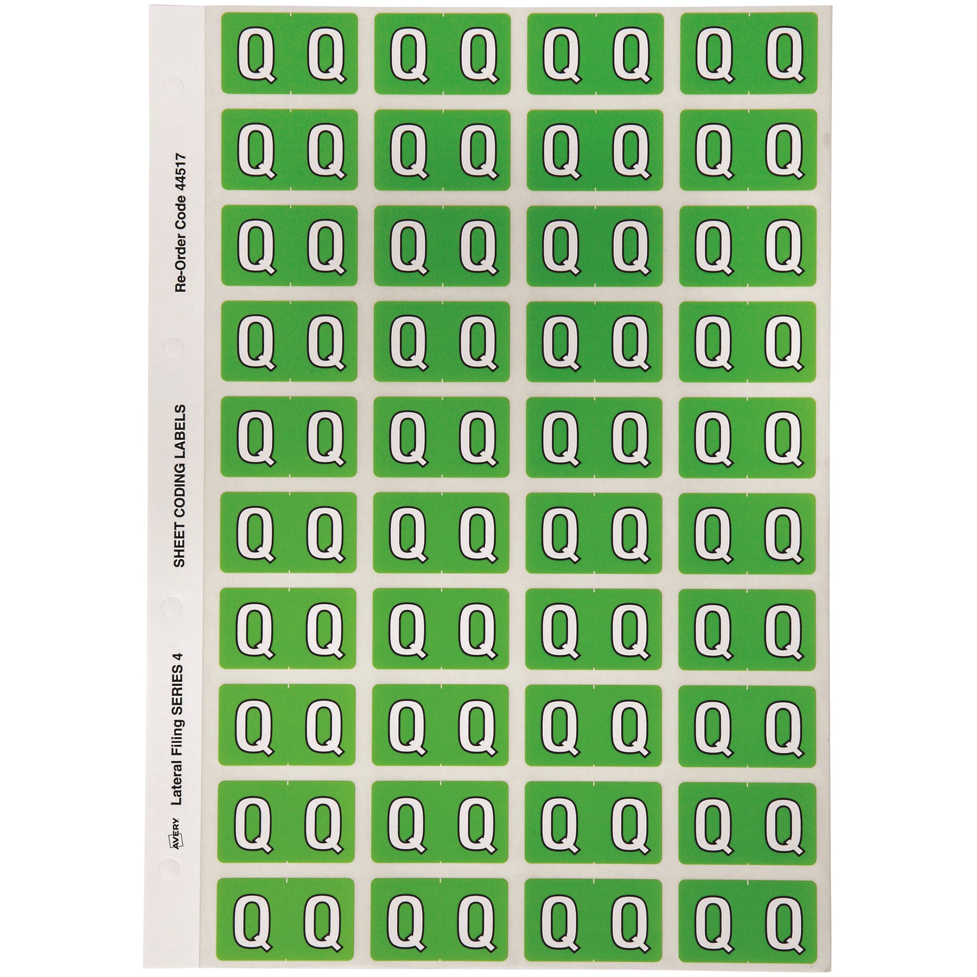 Avery Alphabet Coding Label Q Side Tab 25x42mm Light Green Pack Of 240
