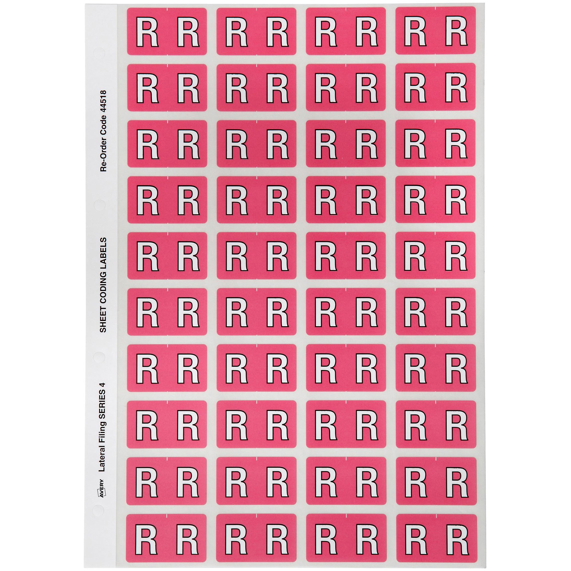 Avery Alphabet Coding Label R Side Tab 25x42mm Pink Pack  Of 240