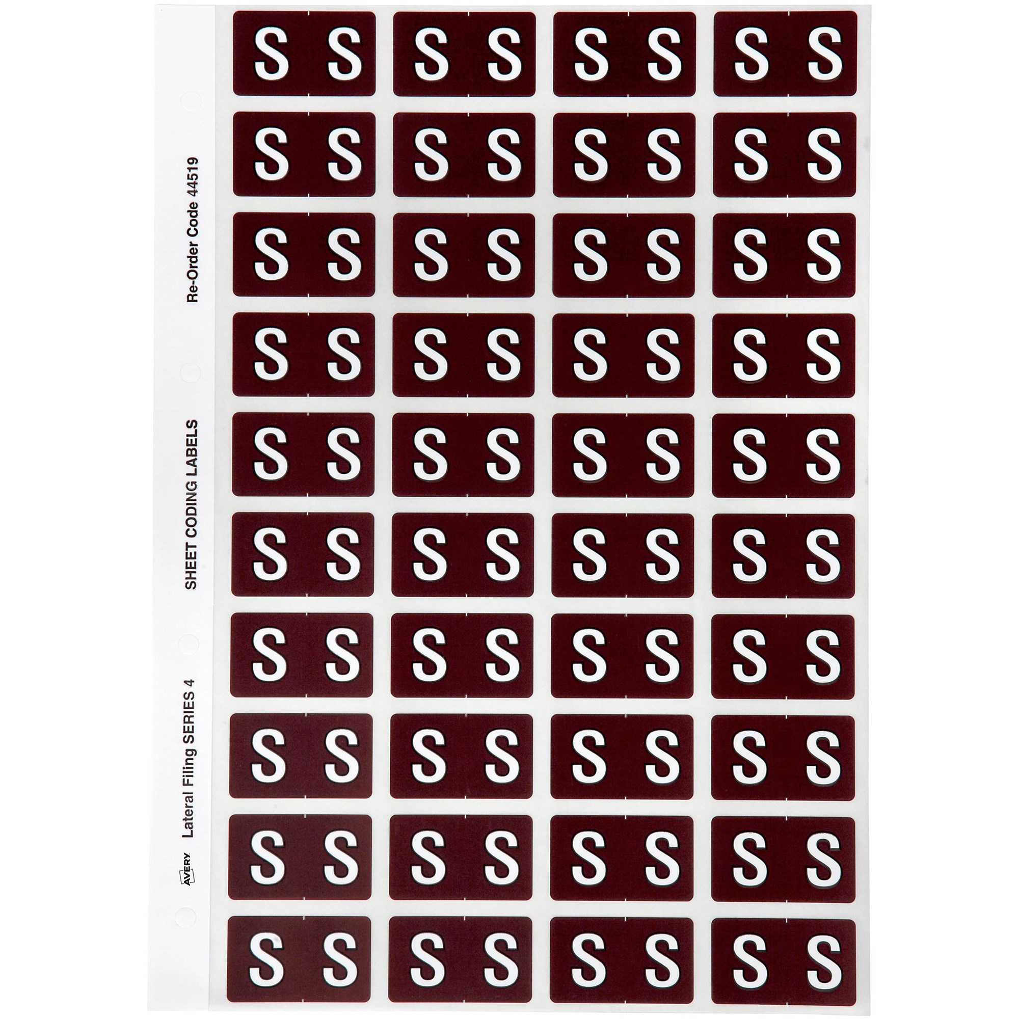 Avery Alphabet Coding Label S Side Tab 25x42mm Brown Pack Of 240