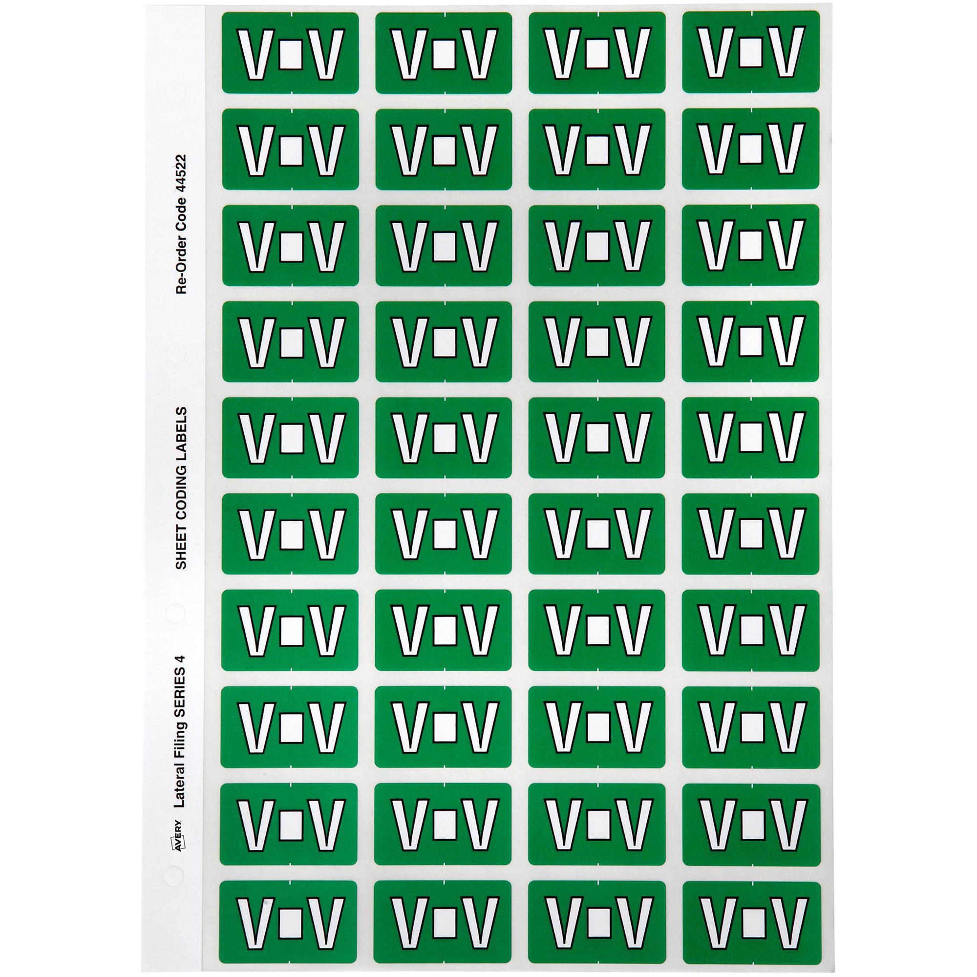 Avery Alphabet Coding Label V Side Tab 25x42mm Dark Green Pack  Of 240