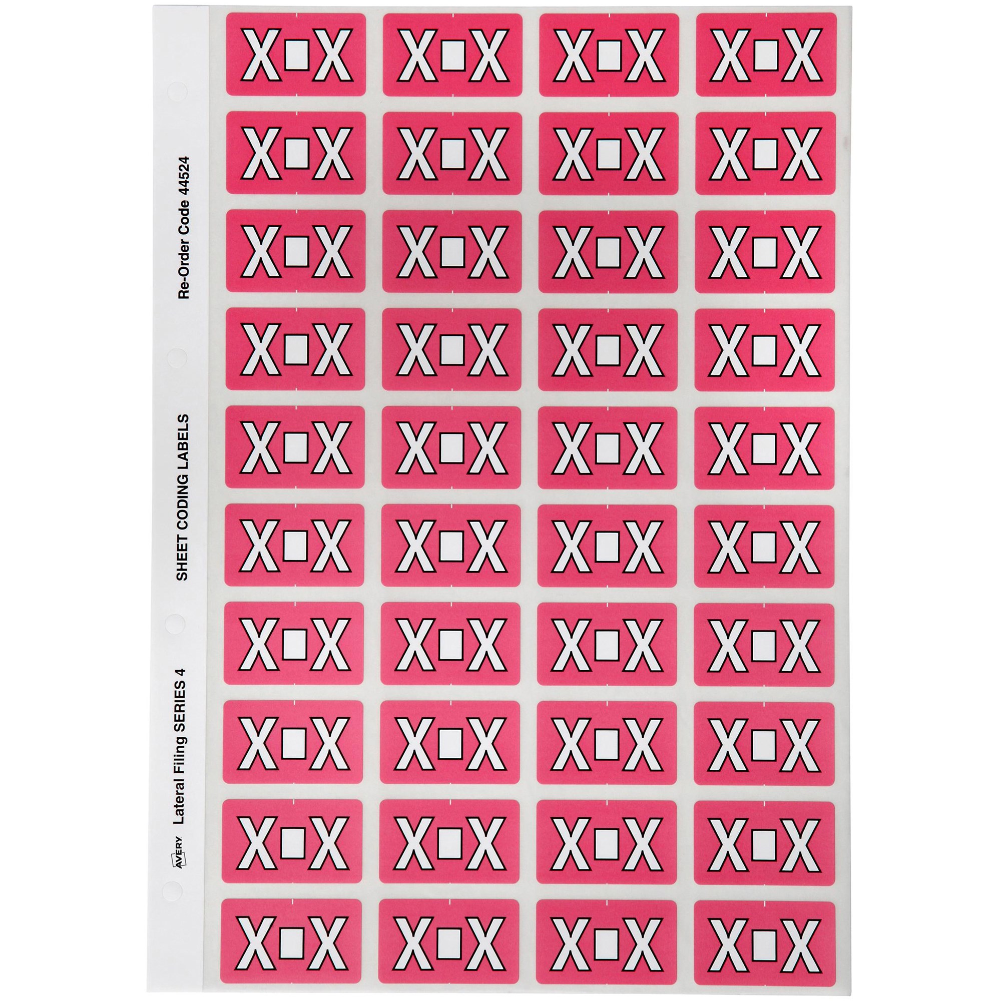 Avery Alphabet Coding Label X Side Tab 25x42mm Pink Pack Of 240