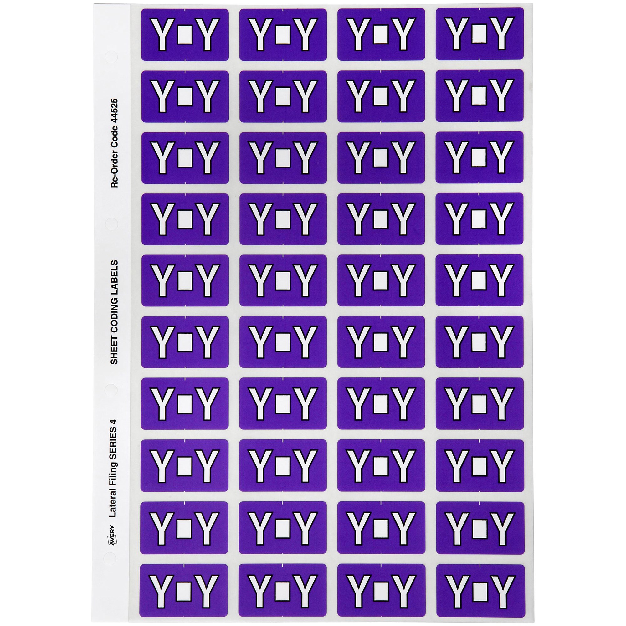 Avery Alphabet Coding Label Y Side Tab 25x42mm Purple Pack  Of 240
