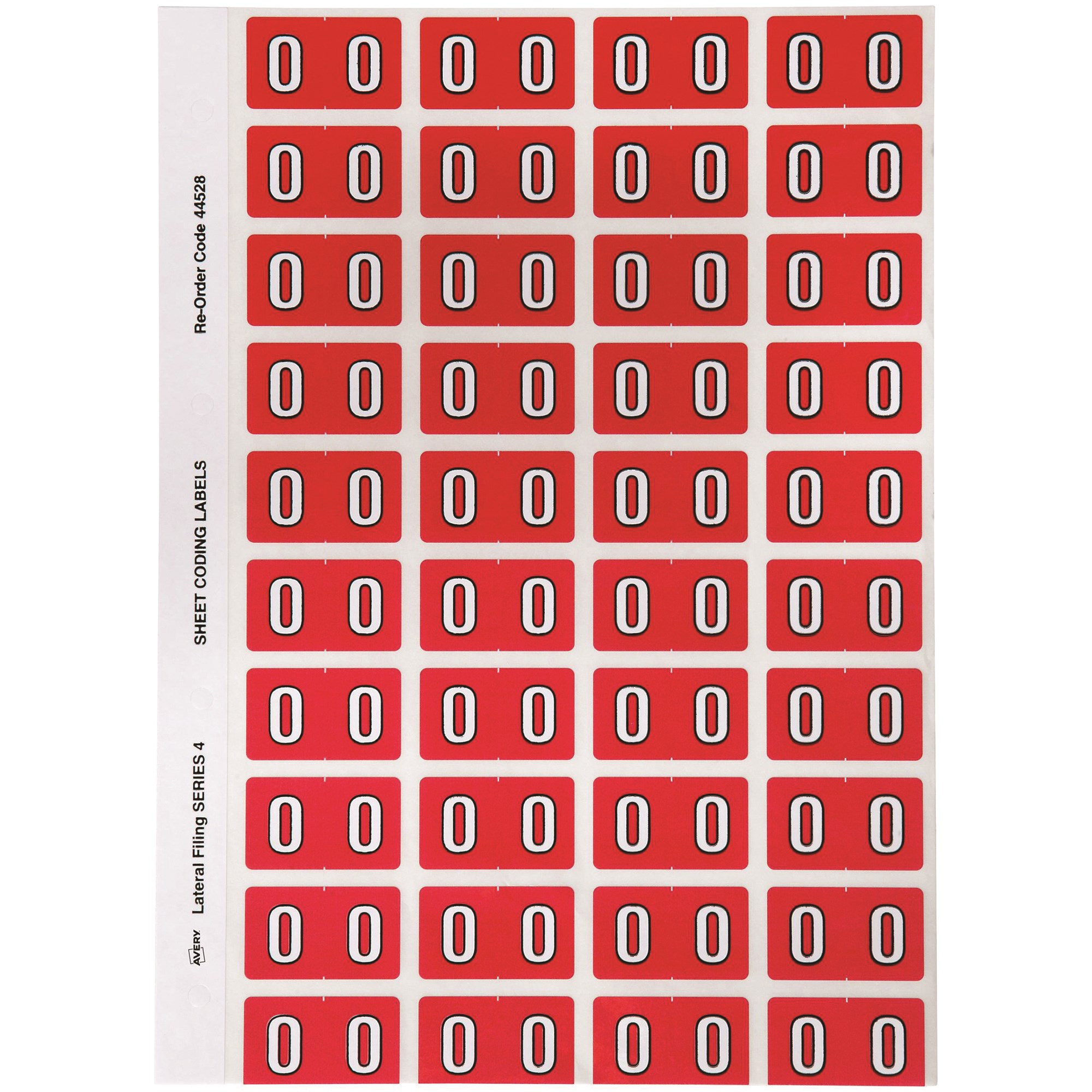 Avery Numeric Coding Label 0 Side Tab 25x42mm Red Pack Of 240