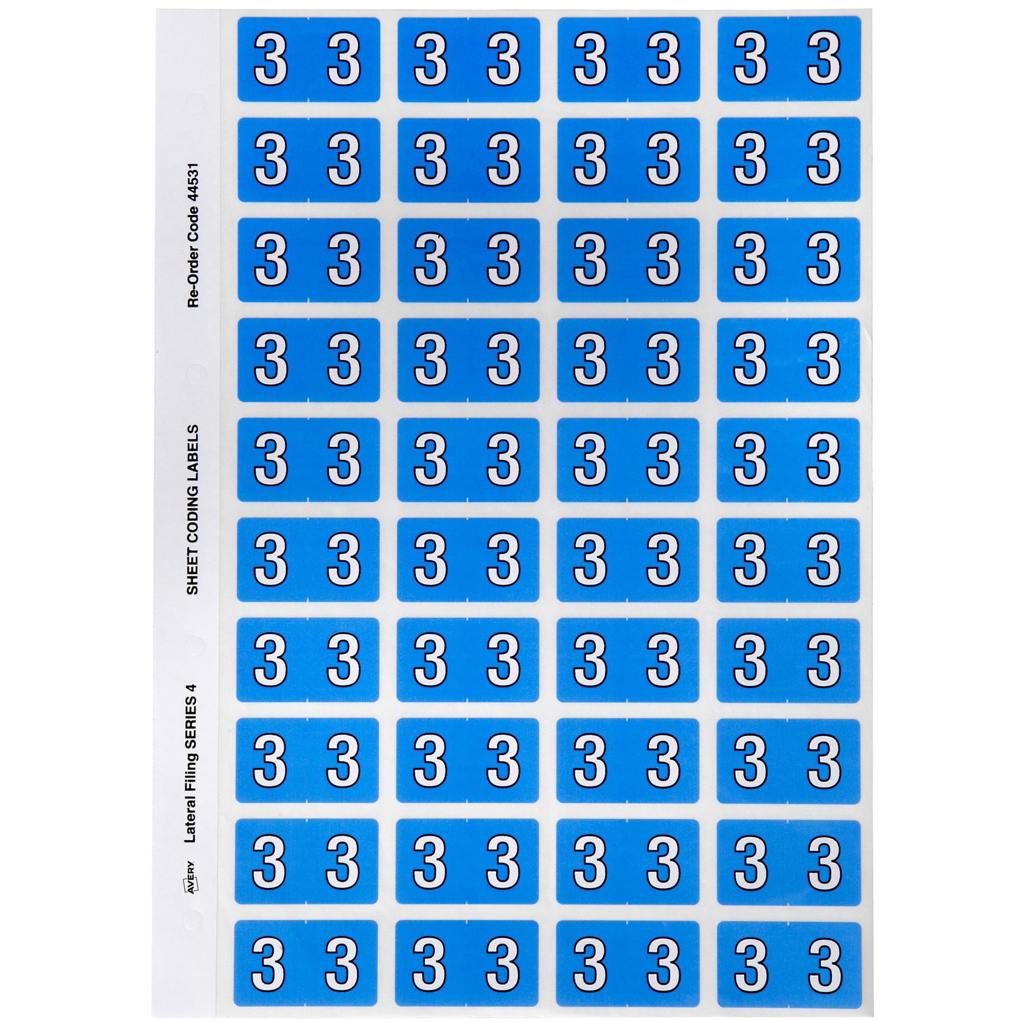 Avery Numeric Coding Label 3 Side Tab 25x42mm Blue Pack Of 240