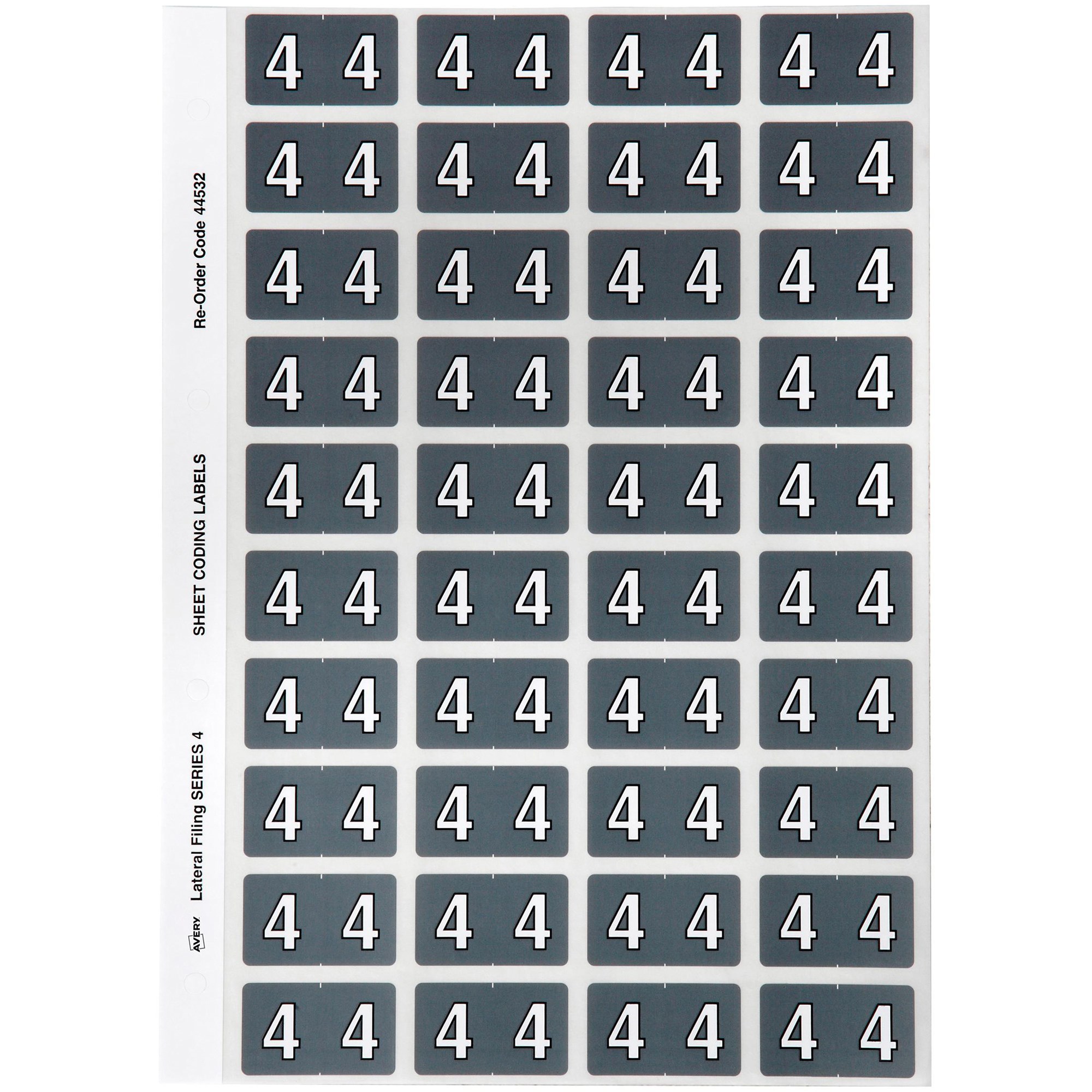 Avery Numeric Coding Label 4 Side Tab 25x42mm Grey Pack Of 240