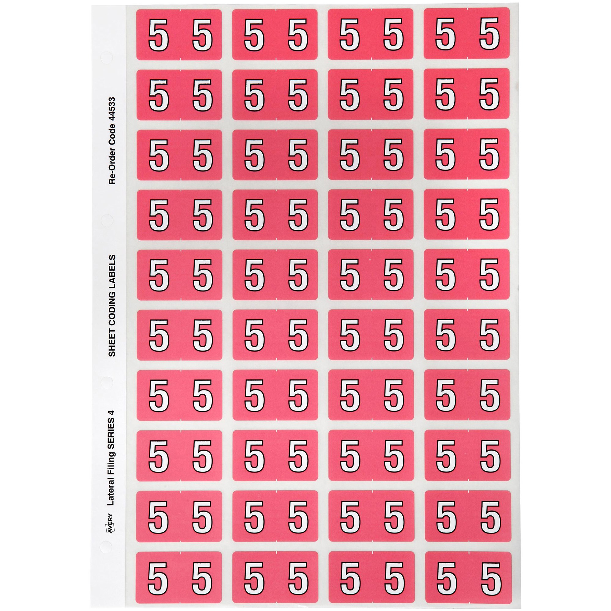 Avery Numeric Coding Label 5 Side Tab 25x42mm Pink Pack  Of 240