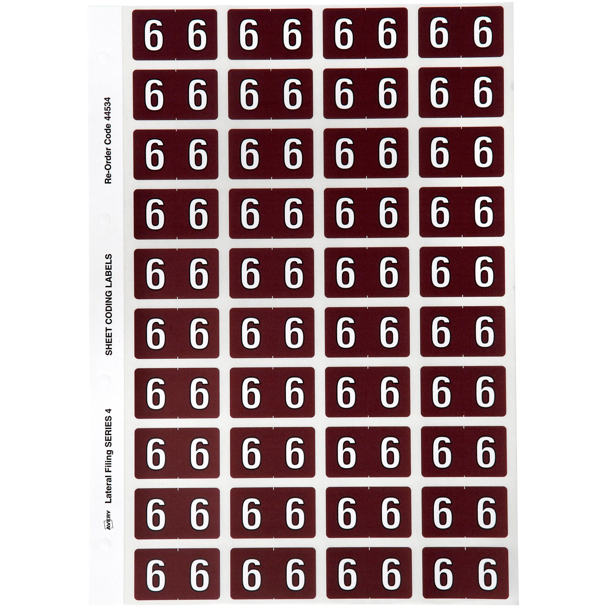 Avery Numeric Coding Label 6 Side Tab 25x42mm Brown Pack Of 240