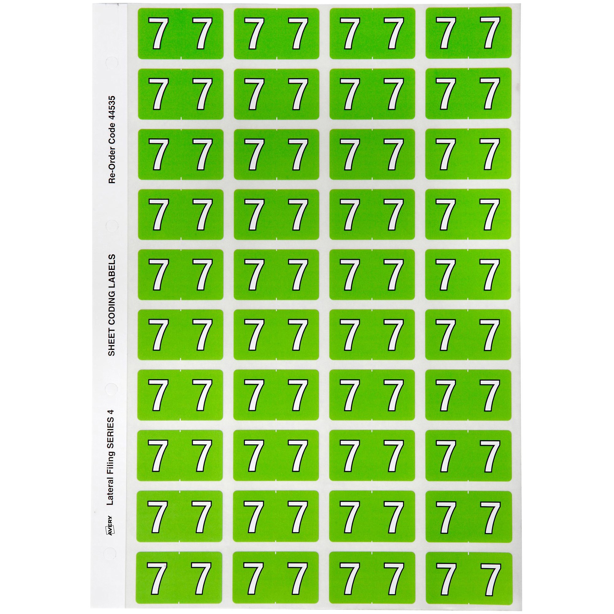 Avery Numeric Coding Label 7 Side Tab 25x42mm Light Green Pack  Of 240