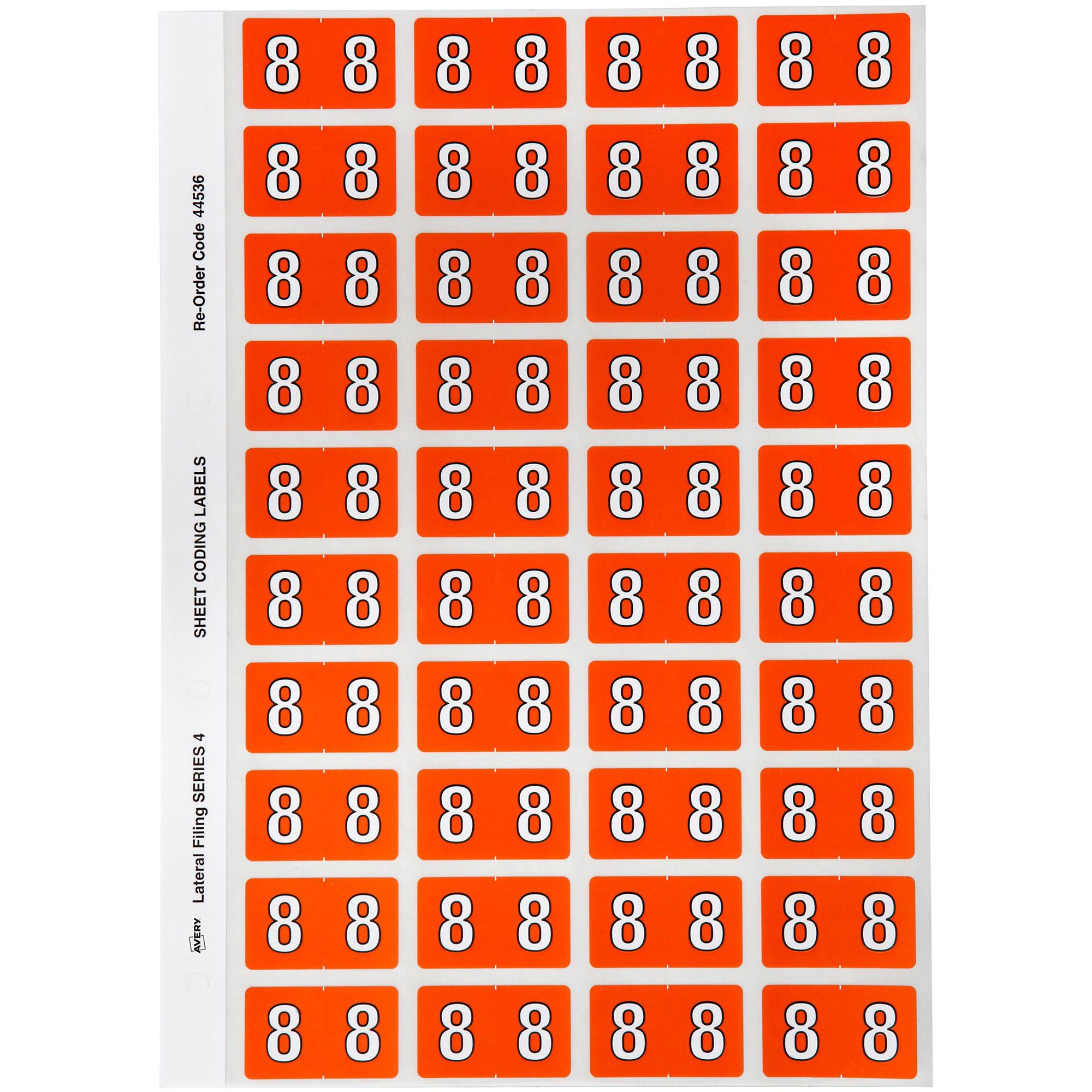 Avery Numeric Coding Label 8 Side Tab 25x42mm Orange Pack Of 240