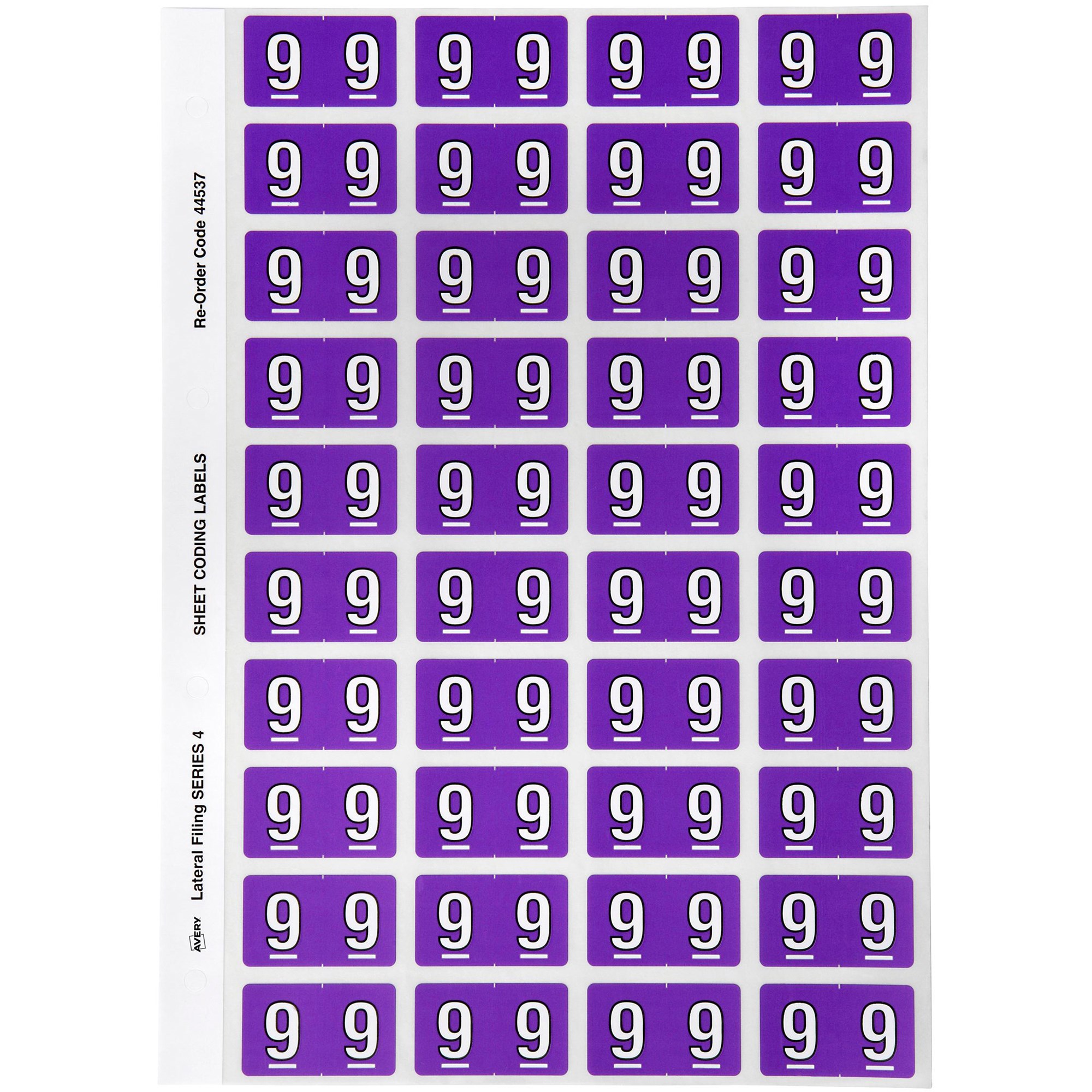 Avery Numeric Coding Label 9 Side Tab 25x42mm Purple Pack  Of 240