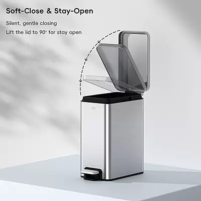 سلة نفايات ايكو بدواسة مع بطانة داخلية – 10 لتر  – من الفولاذ المقاوم للصدأ