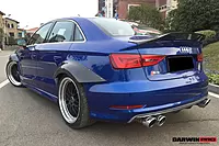 2013–2016 Audi S3 / A3 S-Line Sedan BKSS Style Rear Diffuser with LED Light