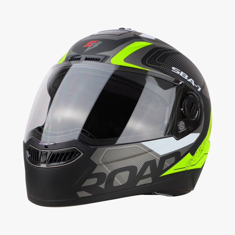 STEELBIRD SBA-7 ISS ROAD MATT BLACK/NEON C/V (XL)