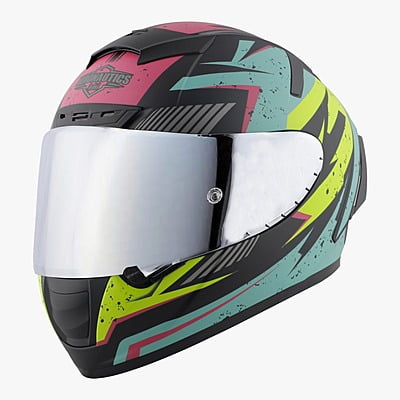 STEELBIRD SA-2 BREEZER GLOSSY BLACK/LIGHT BLUE C/V 580 MM WITH EXTRA VISOR (SH)