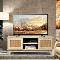 Boho Light Wood & Rattan TV Stand - Media Console with Cane Doors Boho Light Wood & Rattan TV Stand - Media Console with Cane Doors