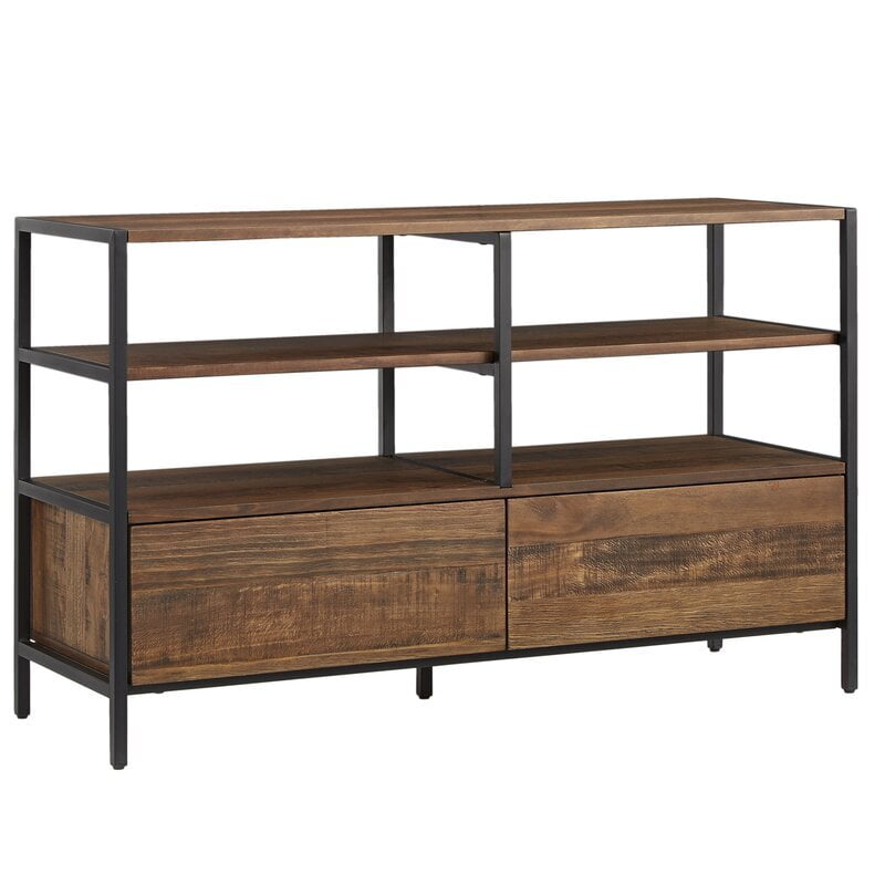 Rustic Industrial Media Console - Wood & Metal TV Stand with Storage Rustic Industrial Media Console - Wood & Metal TV Stand with Storage