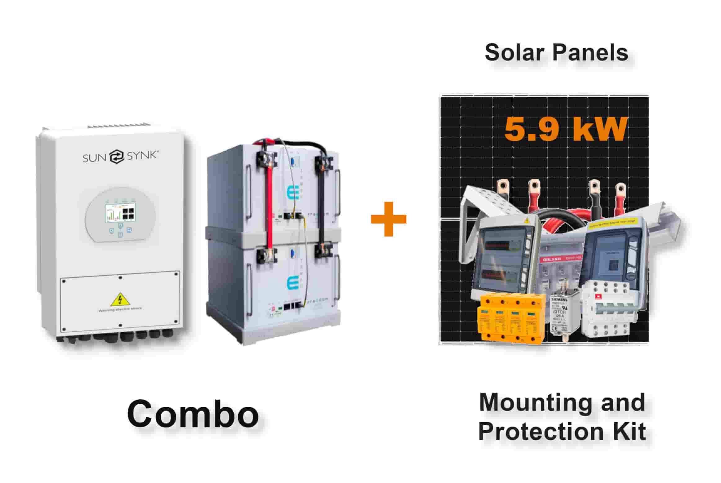 5.0 kW SUNSYNK Hybrid - FREEDOM WON Combo, c/w 2 x 5.0 kWh Lithium Batteries