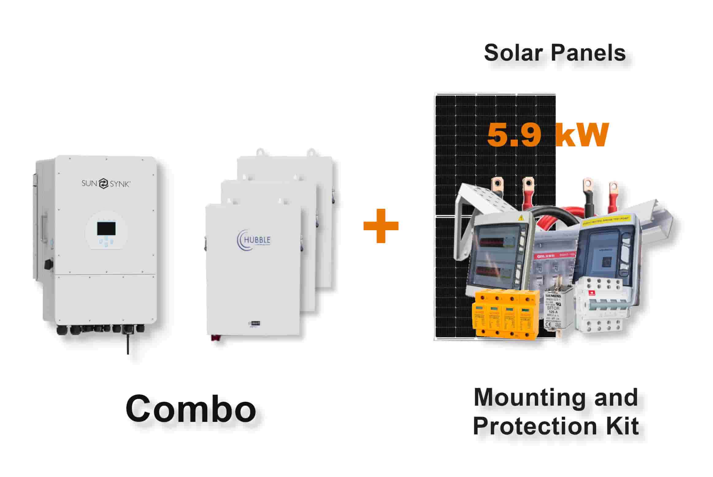12.0 kW SUNSYNK 3-Phase Hybrid - HUBBLE Combo, c/w 3x 5.5 kWh Lithium Batteries
