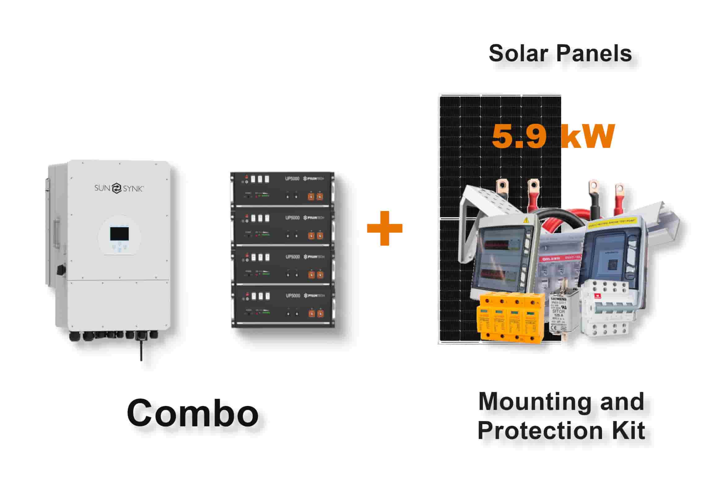 12.0 kW SUNSYNK 3-Phase Hybrid - PYLONTECH Combo, c/w 4x 4.8 kWh Lithium Batteries