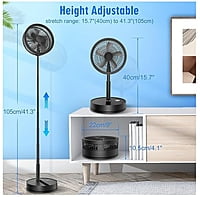 LIPETY Ventilador oscilante recargable portátil plegable – 9 pulgadas