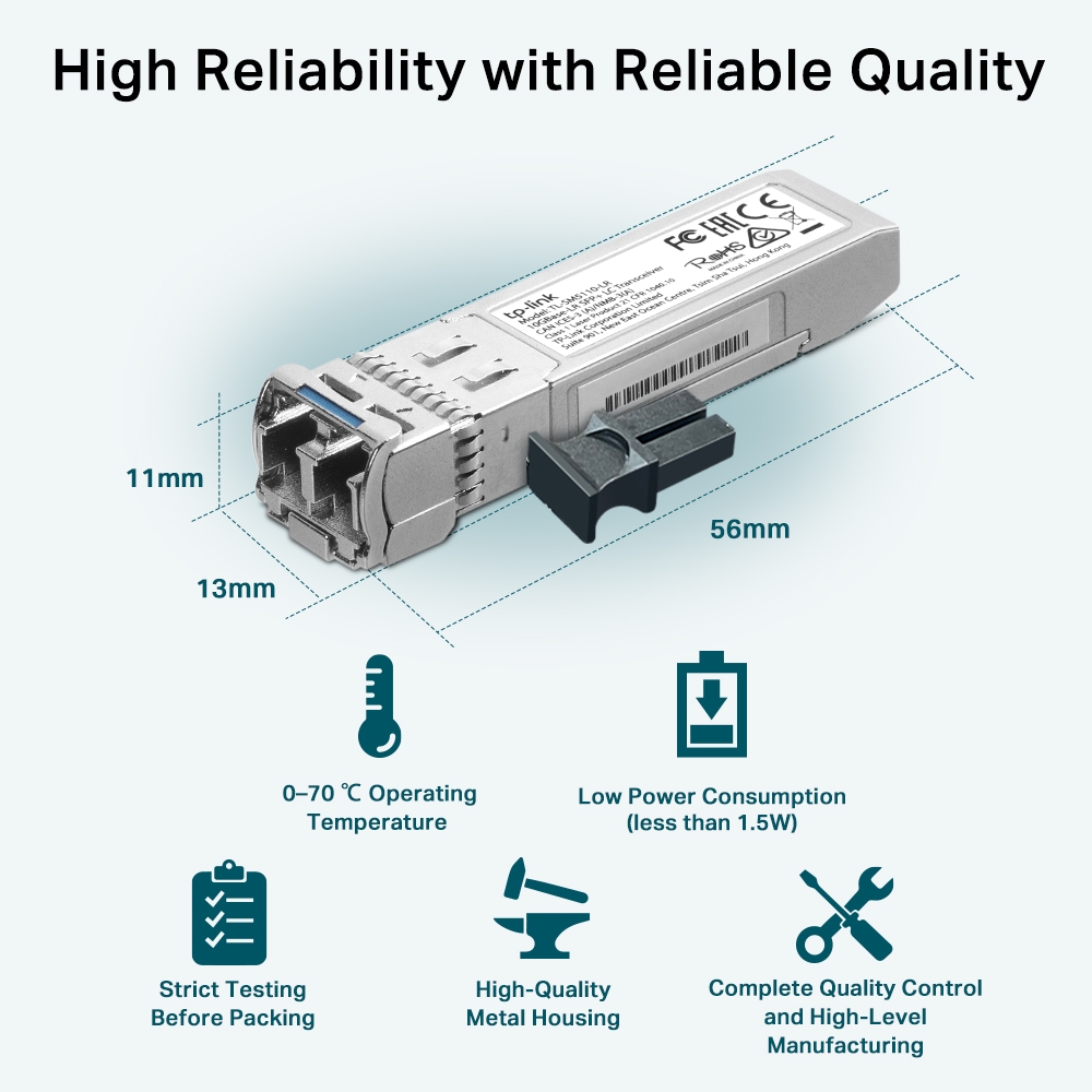 TP-Link 10GBase-LR SFP+ LC Transceiver TP-Link 10GBase-LR SFP+ LC Transceiver