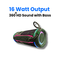 Portable Bluetooth Speaker - Camouflage Design with LED Lights, Deep Bass & Waterproof