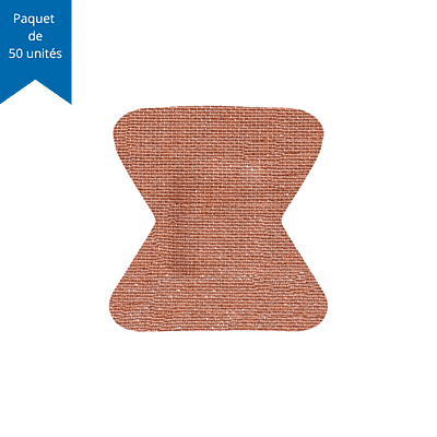 Pansements / Bandages adhésifs stériles en tissu – Grand bout de doigt 4,5 cm x 5 cm (1-3/4 po x 3 po) – Paquet de 50 unités