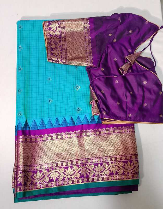 C238: Ready To Ship Beautiful Gadwal Silk Saree With Stitched Blouse