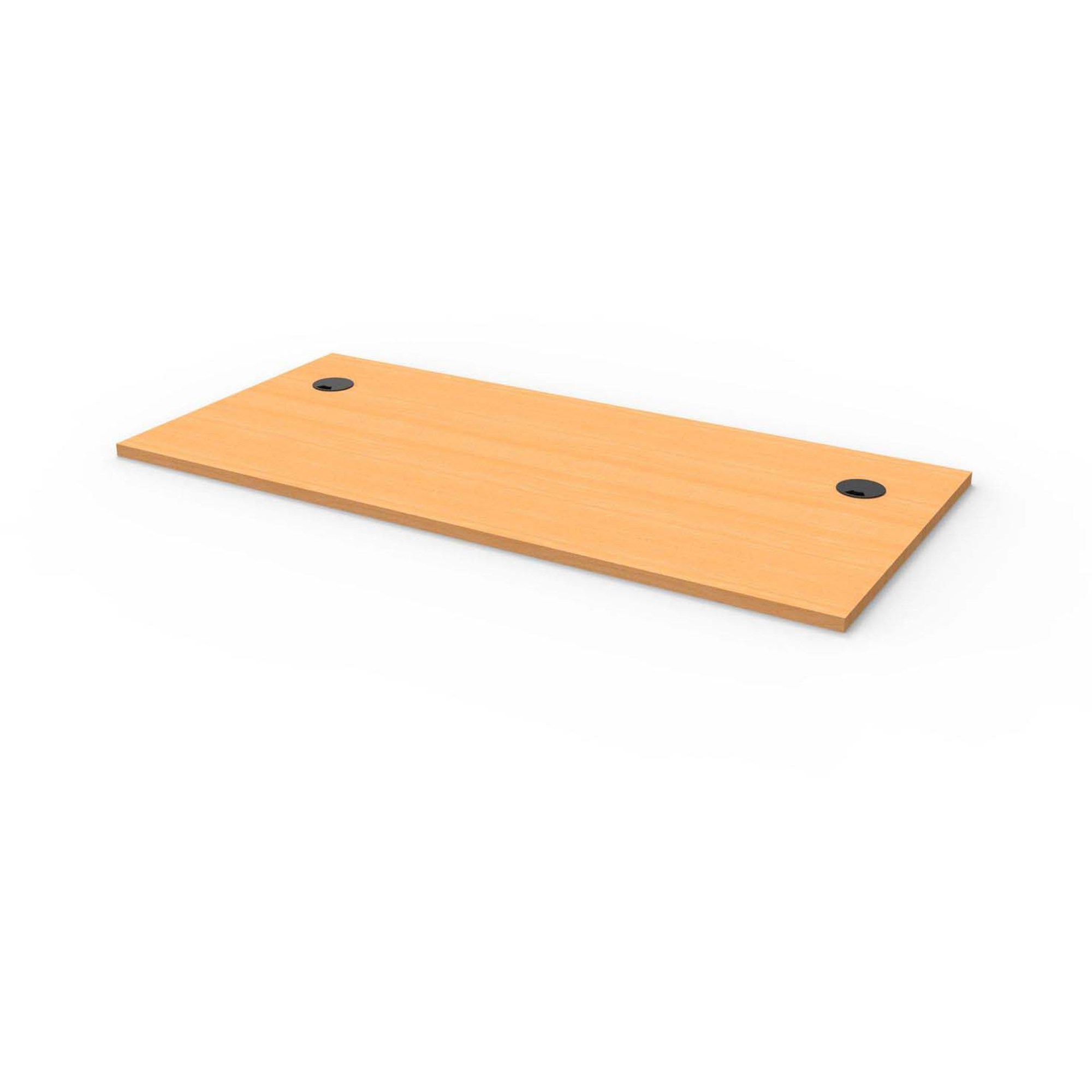 Rapidline Rectangle Desk Top Only 1500W x 700D x 25mmH With 2 Cable Ports Beech