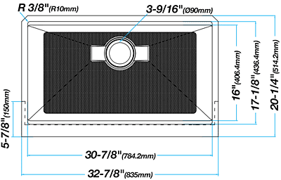 33-inch Large Single Bowl, 16g LZ Series, Workstation, Apron 33-inch Large Single Bowl, 16g LZ Series, Workstation, Apron