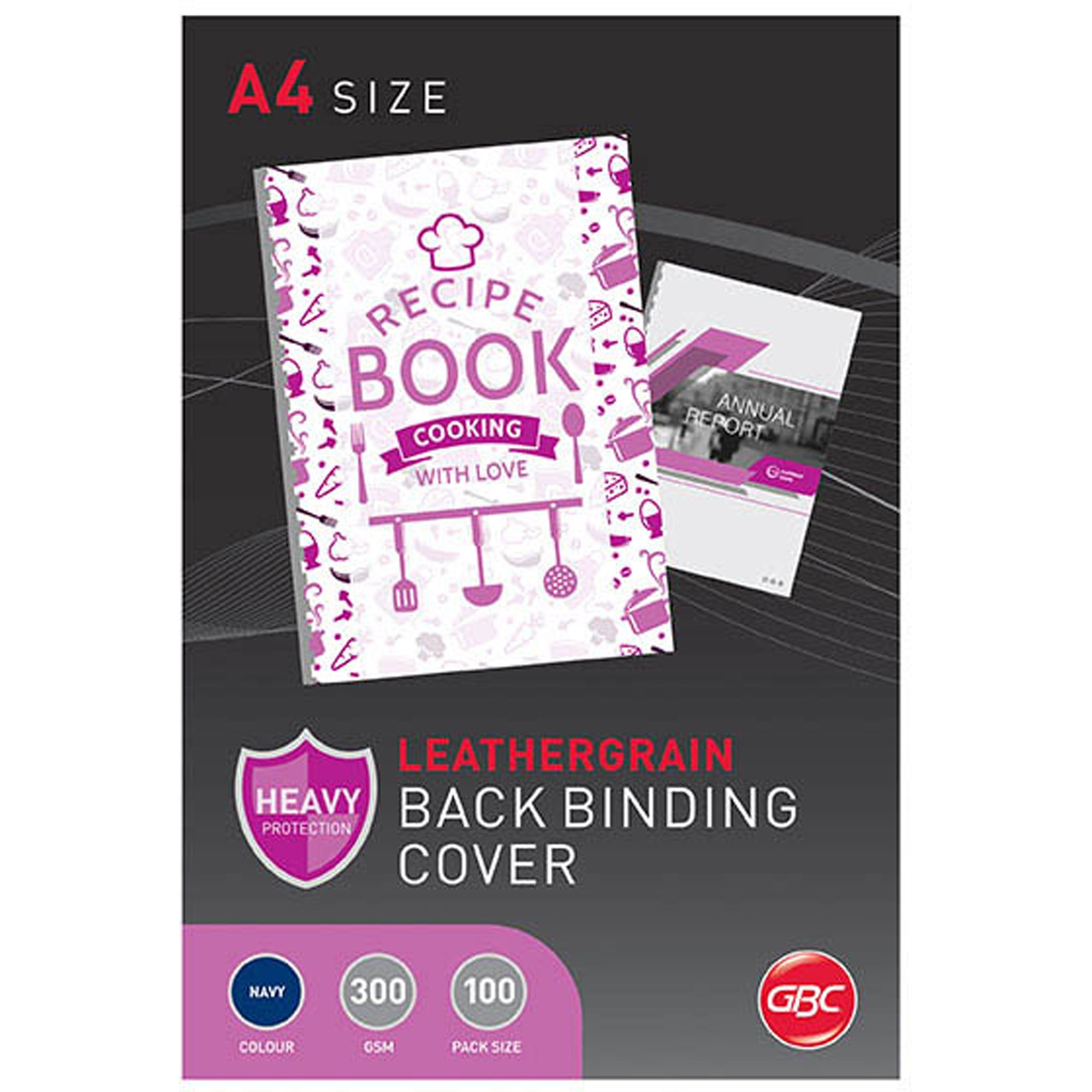 GBC Binding Cover A4 300gsm Leathergrain Pack  Of 100 Navy