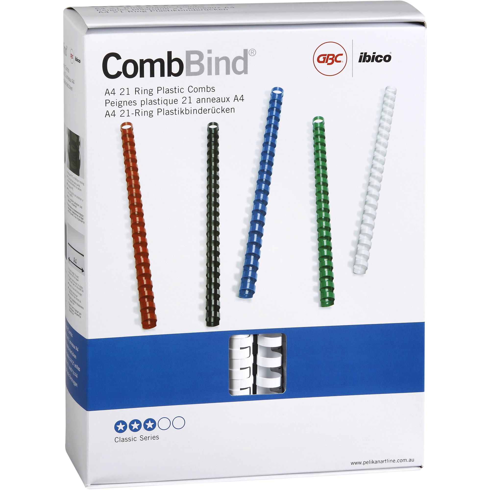 GBC Plastic Binding Comb 16mm 21 Loop 120 Sheets Capacity White Pack Of 100