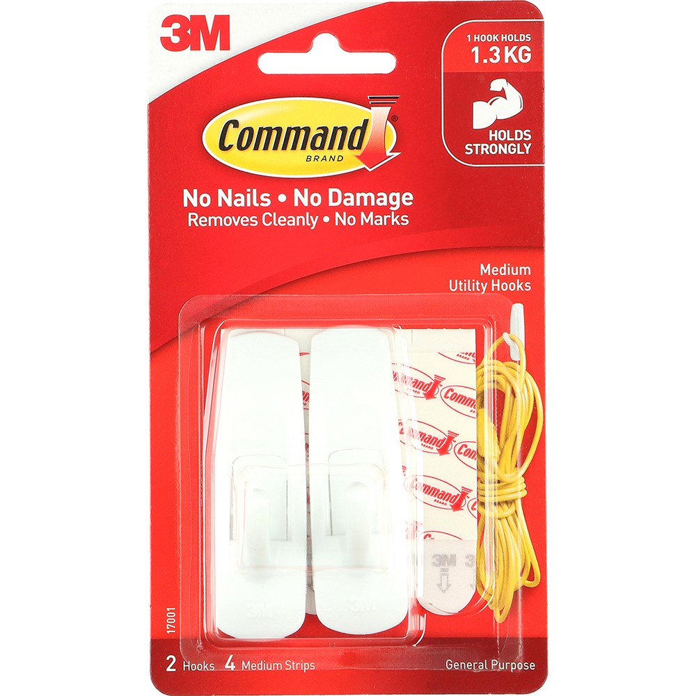 Command General Purpose Hooks 17001 Medium White Pack Of 2