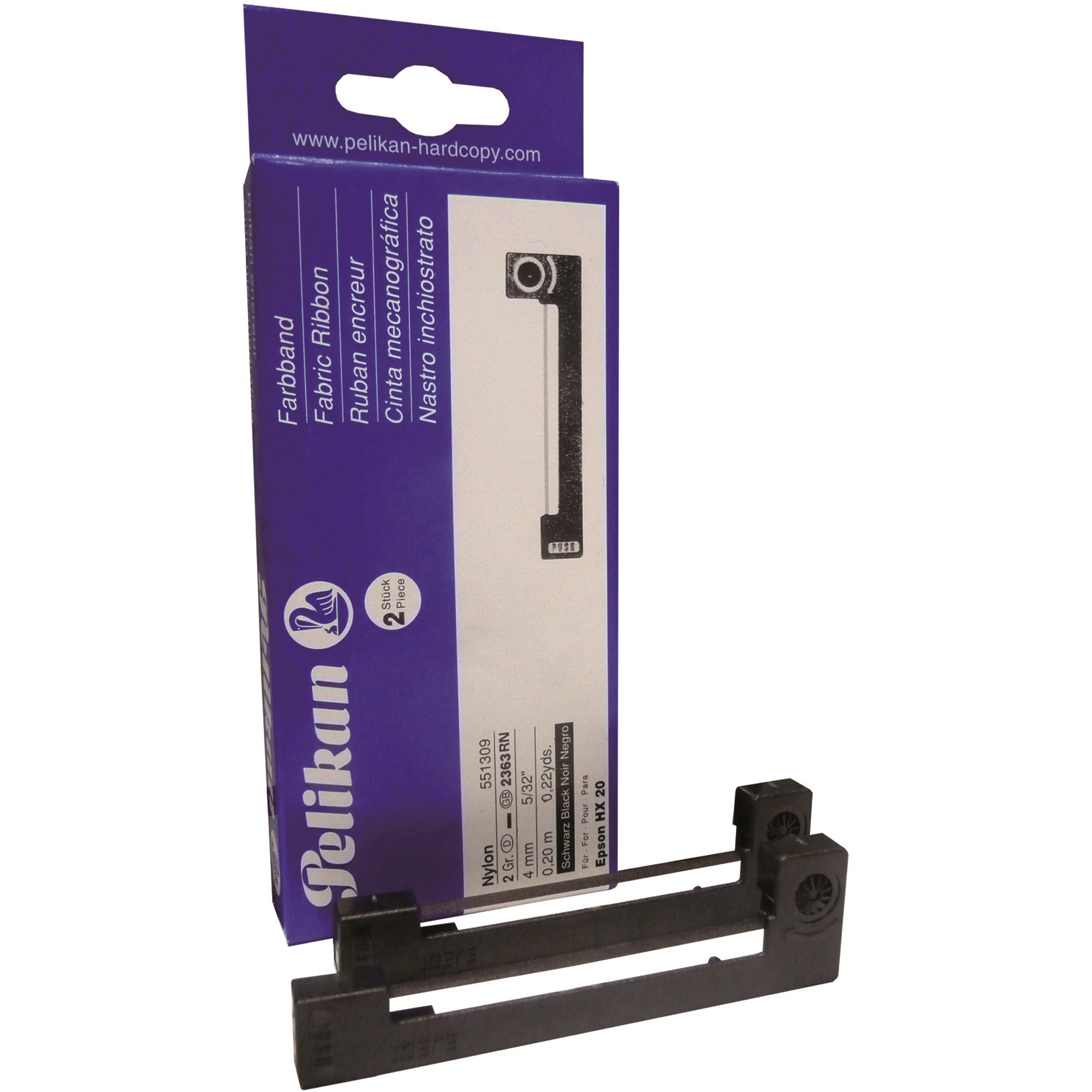 Pelikan 551309 Ribbons Compatible With Epson HX20 And ERC09 Pack Of 2 Black