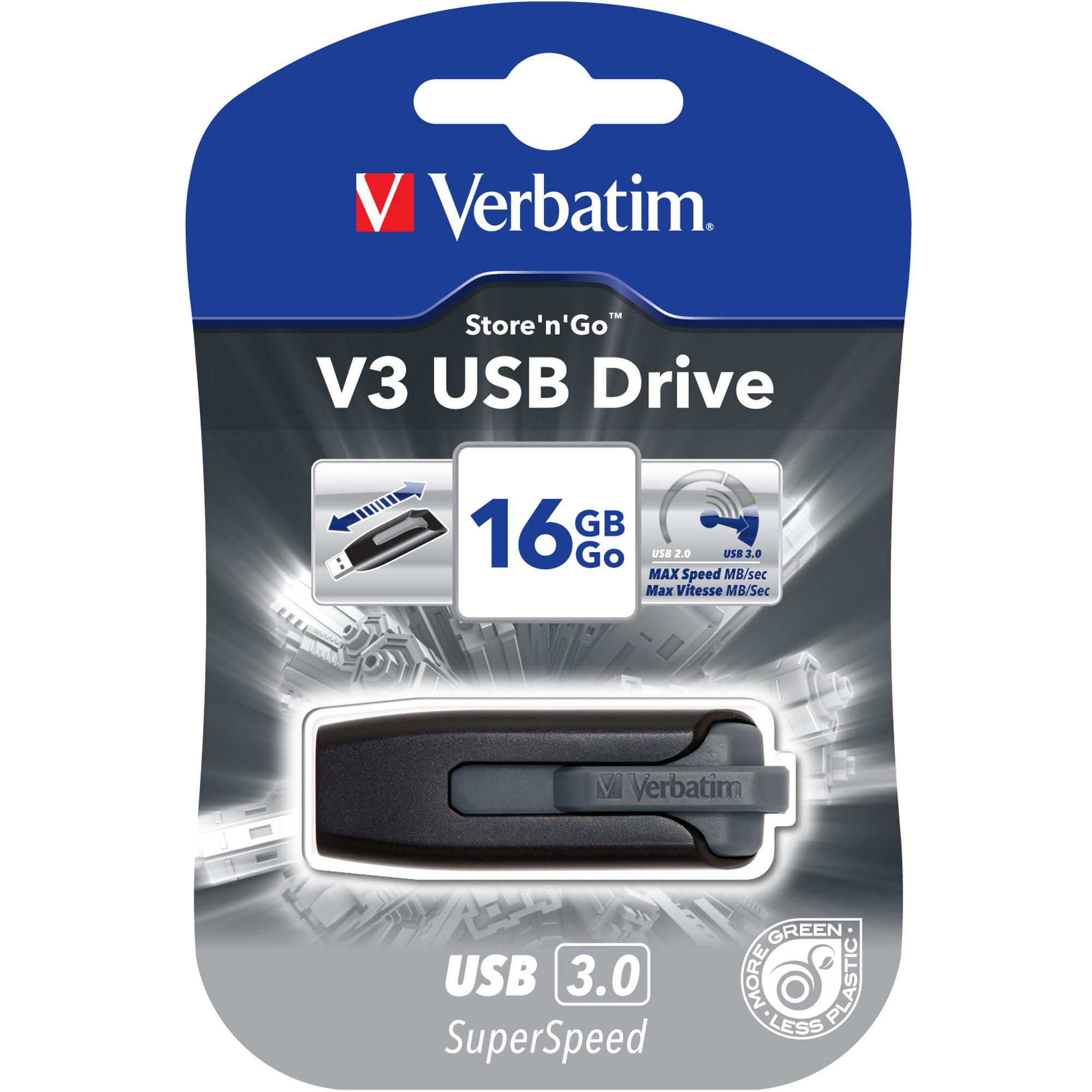 Verbatim Store 'n' Go V3 USB Drive 3.0 16GB Grey